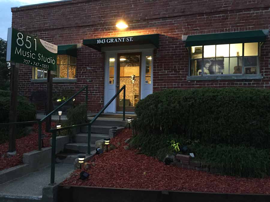 Outside the studio in the evening