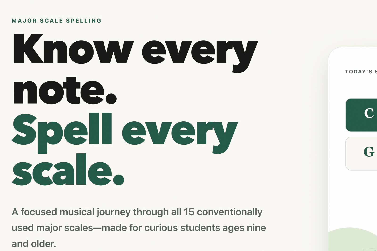 Screenshot of Major Scales Spelling App