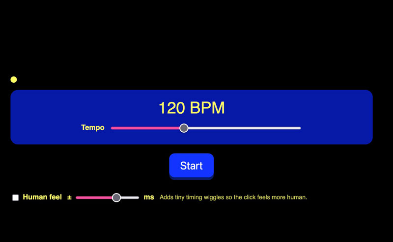 Metronome and groove practice app on a laptop