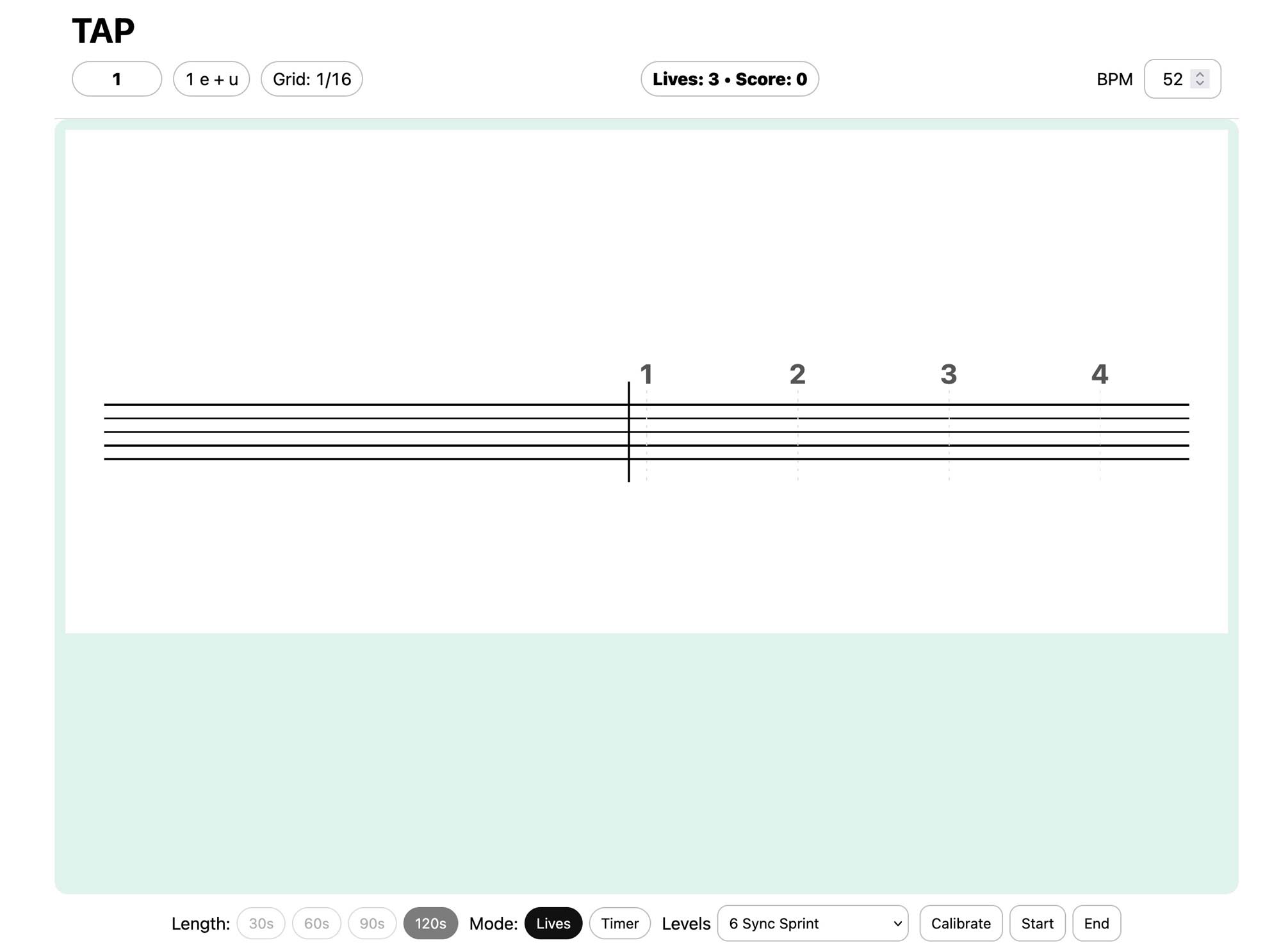 Screenshot of the rhythm reader tool