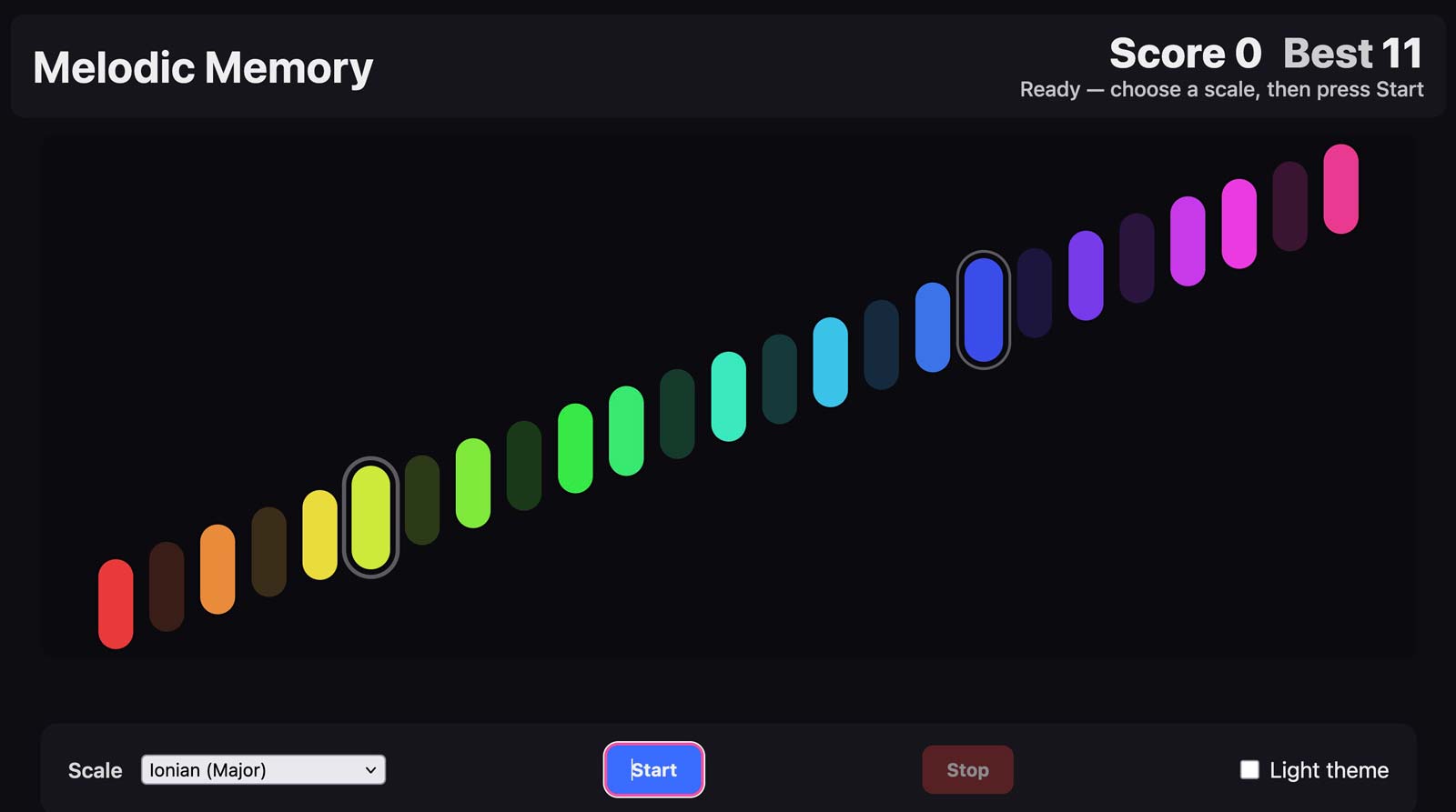 Screenshot melodic memory app